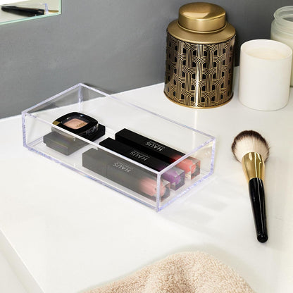 Clarity Plastic Drawer Organizer for Vanity, Countertop, Bathroom, Kitchen and Cabinet Storage, 8" x 4" x 2", Clear