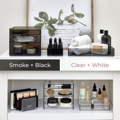 Clarity Plastic Drawer Organizer for Vanity, Countertop, Bathroom, Kitchen and Cabinet Storage, 8" x 4" x 2", Clear