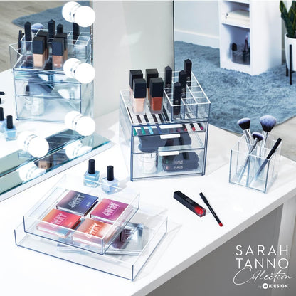 Clarity Plastic Drawer Organizer for Vanity, Countertop, Bathroom, Kitchen and Cabinet Storage, 8" x 4" x 2", Clear