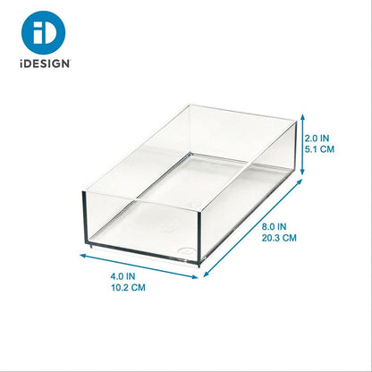Clarity Plastic Drawer Organizer for Vanity, Countertop, Bathroom, Kitchen and Cabinet Storage, 8" x 4" x 2", Clear