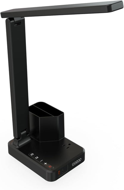 LED Desk Lamp USB A/C AC Pen Holder Dorm Home Office Desk Light Black