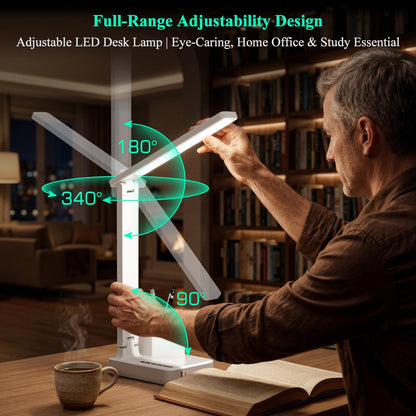 LED Desk Lamp USB A/C AC Pen Holder Dorm Home Office Desk Light Black