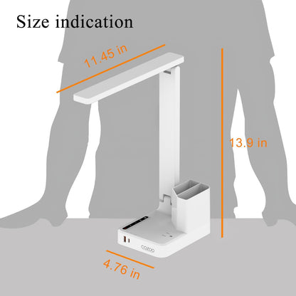 LED Desk Lamp USB A/C AC Pen Holder Dorm Home Office Desk Light Black