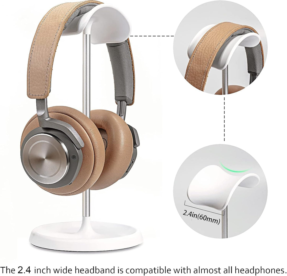 Headphone Stand, Curved Headset Stand with Storage Tray, Heavy Base Gaming Headset Holder for AirPods Max, AirPods, AirPods Pro, Beats, Bose, Sennheiser, Sony and More (White)
