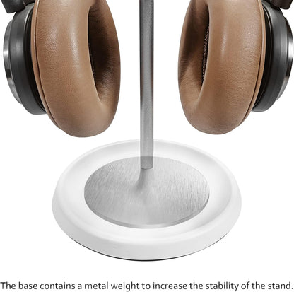 Headphone Stand, Curved Headset Stand with Storage Tray, Heavy Base Gaming Headset Holder for AirPods Max, AirPods, AirPods Pro, Beats, Bose, Sennheiser, Sony and More (White)