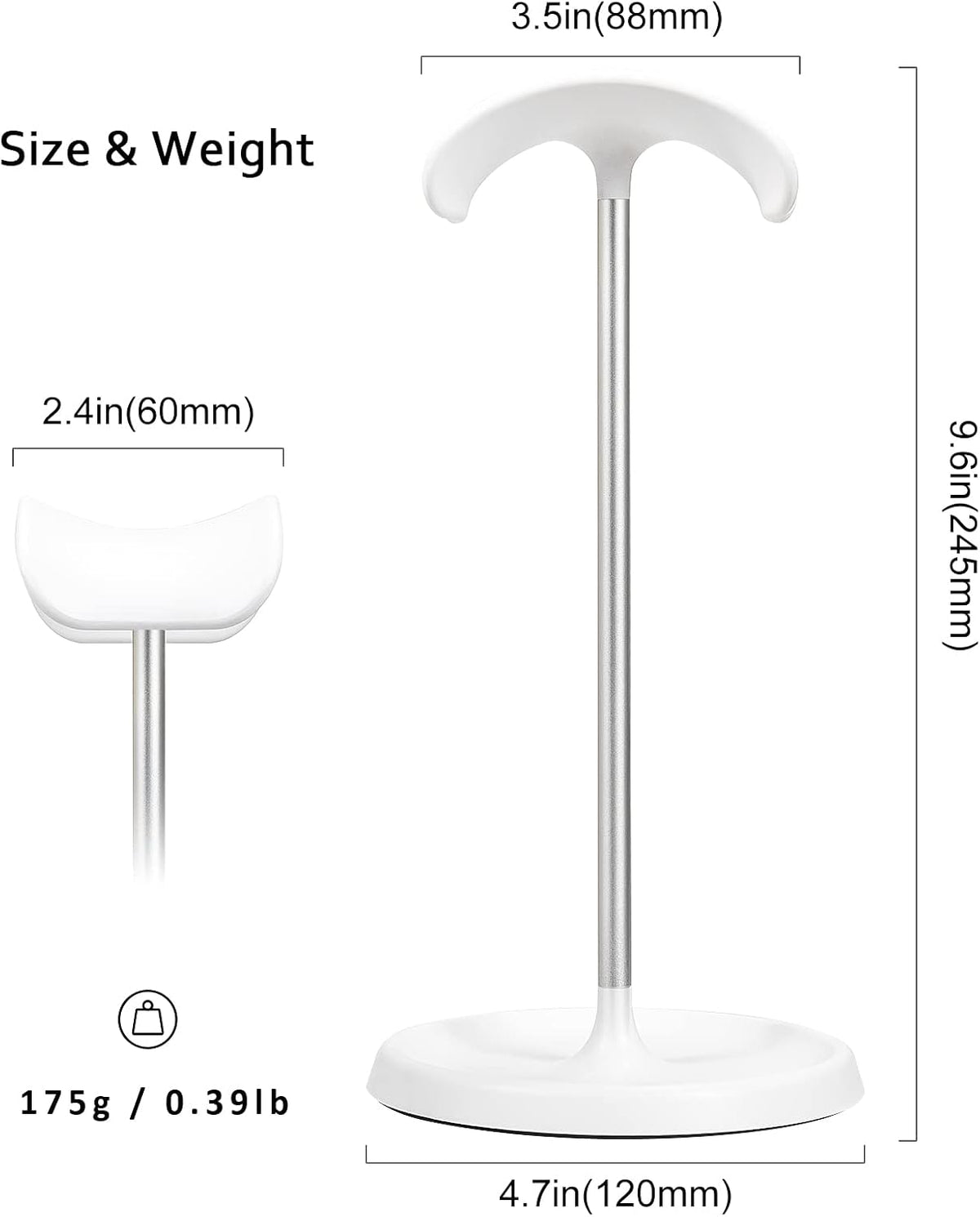 Headphone Stand, Curved Headset Stand with Storage Tray, Heavy Base Gaming Headset Holder for AirPods Max, AirPods, AirPods Pro, Beats, Bose, Sennheiser, Sony and More (White)