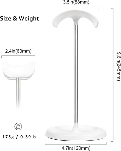 Headphone Stand, Curved Headset Stand with Storage Tray, Heavy Base Gaming Headset Holder for AirPods Max, AirPods, AirPods Pro, Beats, Bose, Sennheiser, Sony and More (White)