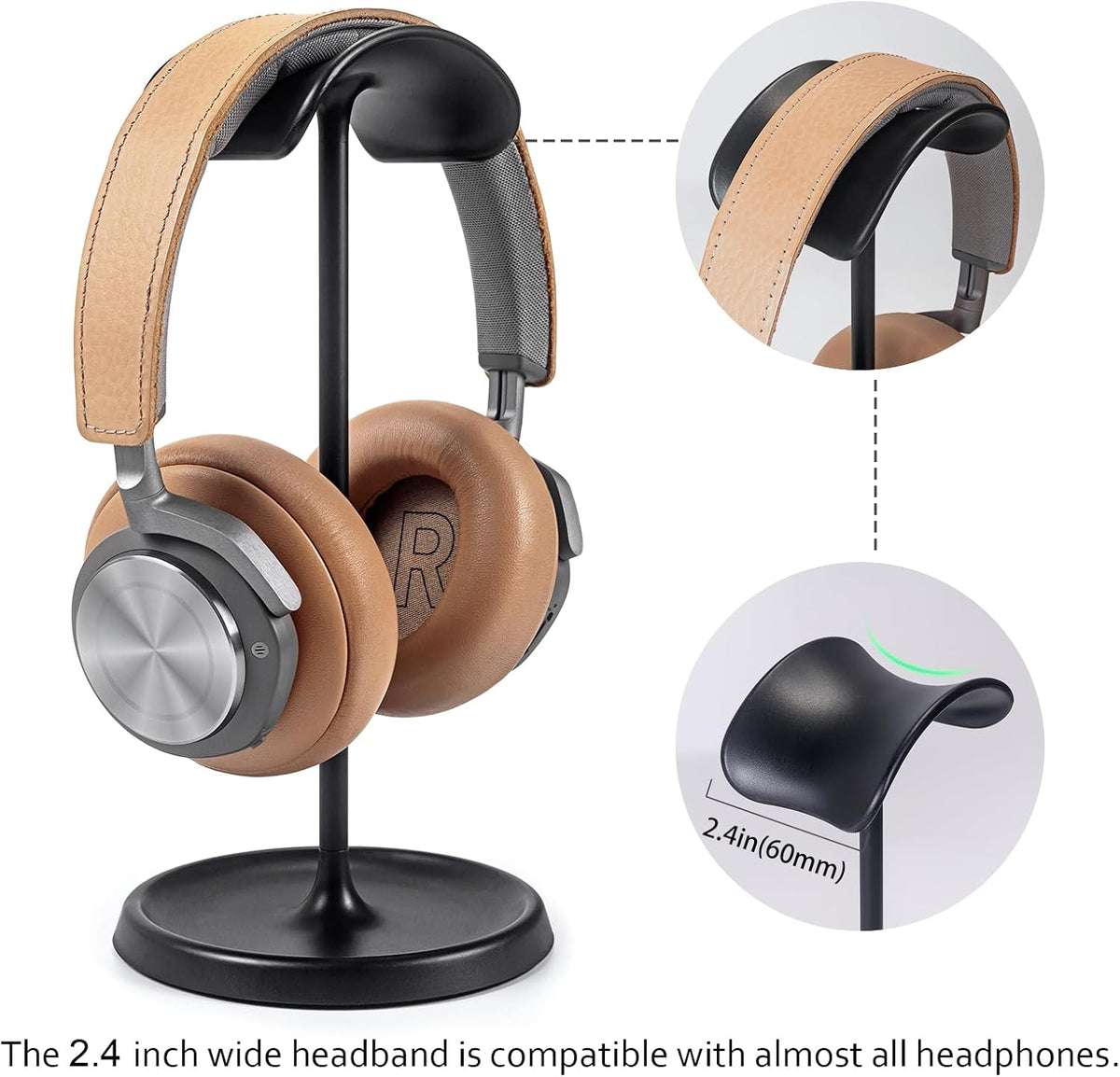 Headphone Stand, Curved Headset Stand with Storage Tray, Heavy Base Gaming Headset Holder for AirPods Max, AirPods, AirPods Pro, Beats, Bose, Sennheiser, Sony and More (White)