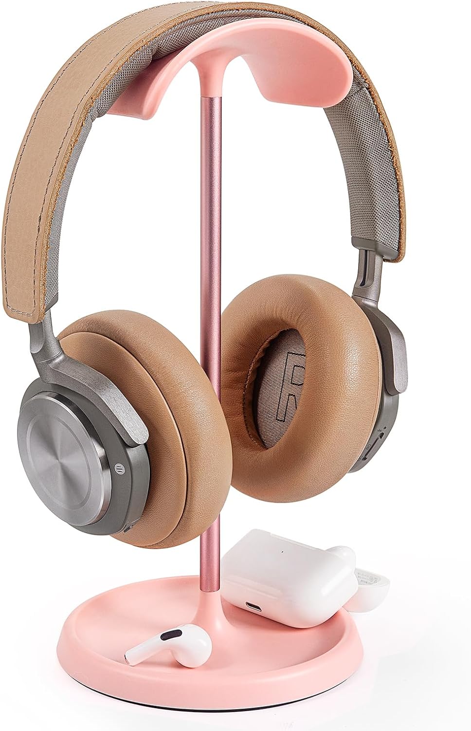 Headphone Stand, Curved Headset Stand with Storage Tray, Heavy Base Gaming Headset Holder for AirPods Max, AirPods, AirPods Pro, Beats, Bose, Sennheiser, Sony and More (White)