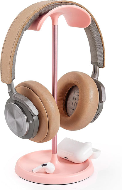 Headphone Stand, Curved Headset Stand with Storage Tray, Heavy Base Gaming Headset Holder for AirPods Max, AirPods, AirPods Pro, Beats, Bose, Sennheiser, Sony and More (White)