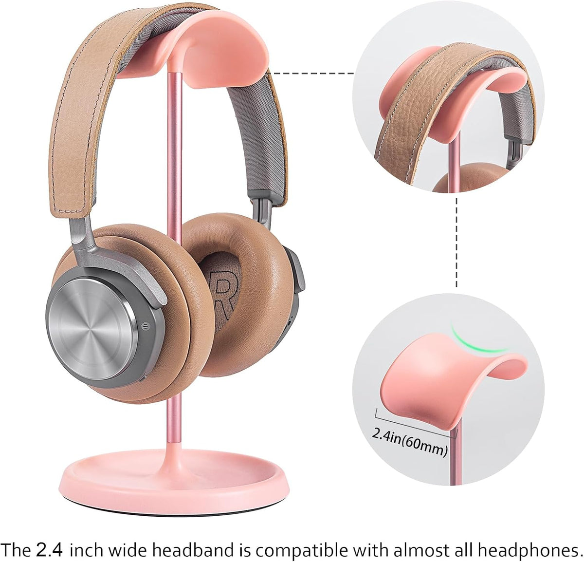 Headphone Stand, Curved Headset Stand with Storage Tray, Heavy Base Gaming Headset Holder for AirPods Max, AirPods, AirPods Pro, Beats, Bose, Sennheiser, Sony and More (White)