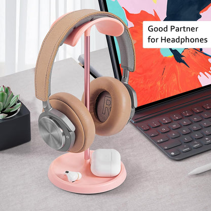 Headphone Stand, Curved Headset Stand with Storage Tray, Heavy Base Gaming Headset Holder for AirPods Max, AirPods, AirPods Pro, Beats, Bose, Sennheiser, Sony and More (White)