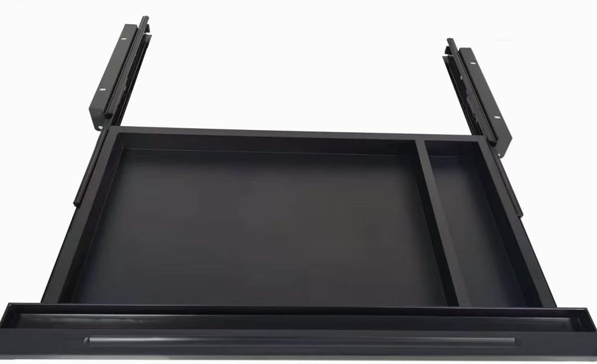 Under Desk Mounted Sliding Drawer to pull out, Attachable Desk Pencil Drawer Ball-Bearing Slides (Black)
