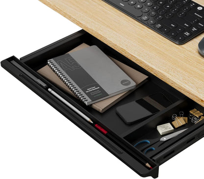 Under Desk Mounted Sliding Drawer to pull out, Attachable Desk Pencil Drawer Ball-Bearing Slides (Black)