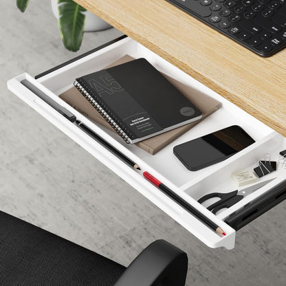 Under Desk Mounted Sliding Drawer to pull out, Attachable Desk Pencil Drawer Ball-Bearing Slides (Black)