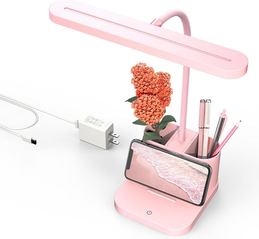 AXX Pink Desk Lamp for Teen Girls, College Dorm Room Cute Table Light