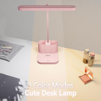 AXX Pink Desk Lamp for Teen Girls, College Dorm Room Cute Table Light