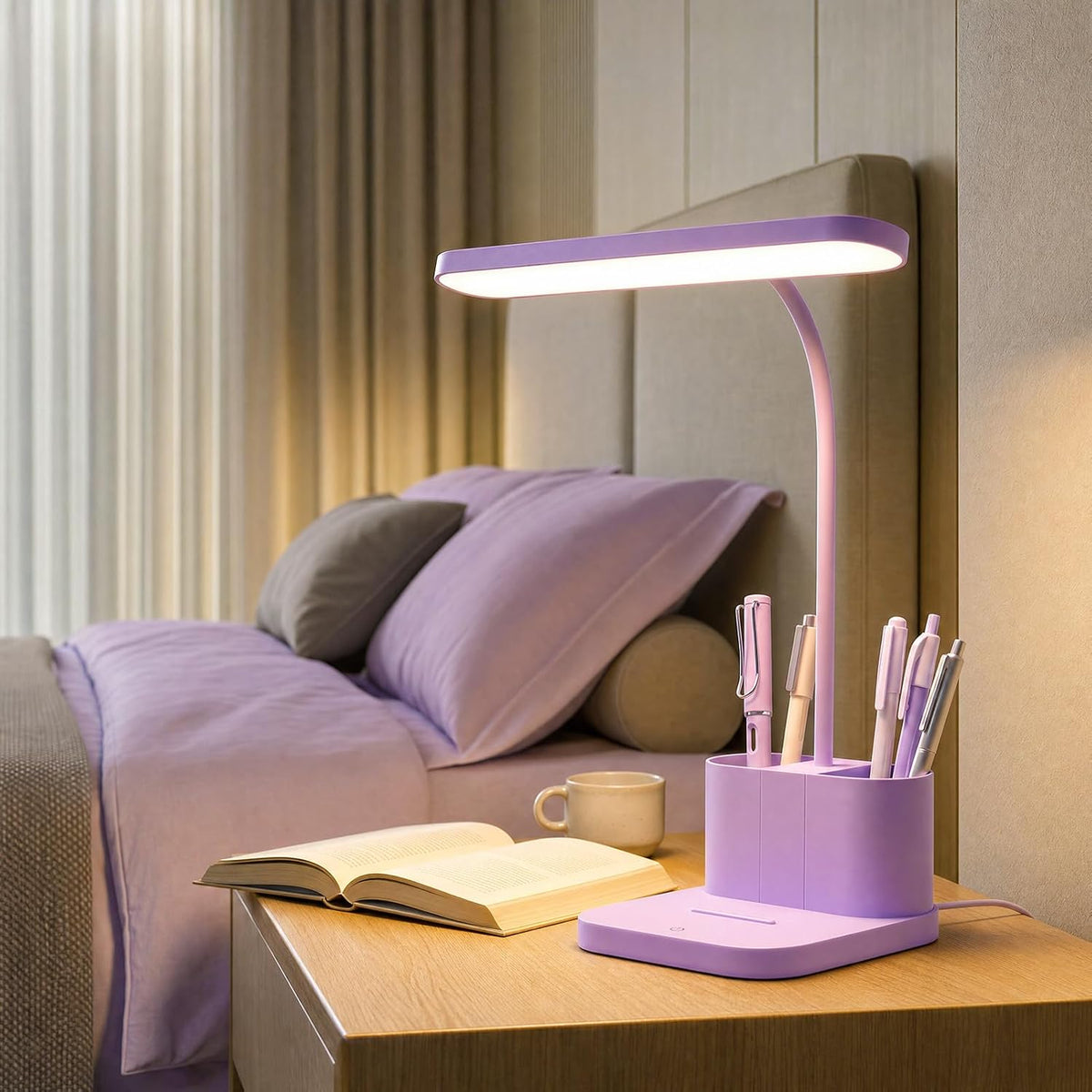 AXX Pink Desk Lamp for Teen Girls, College Dorm Room Cute Table Light