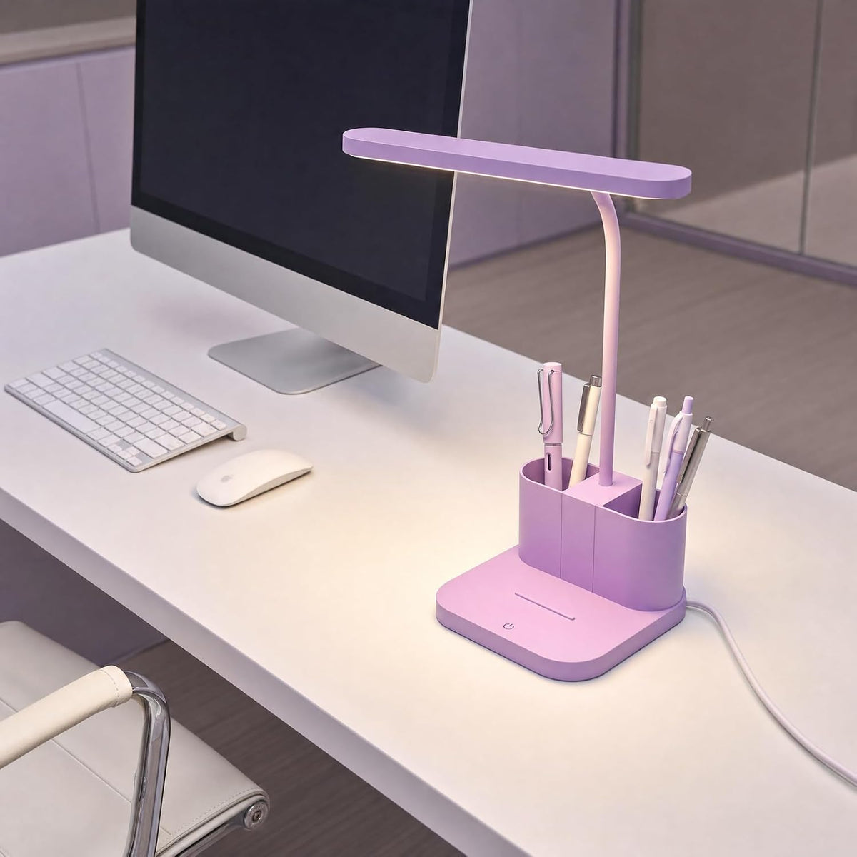 AXX Pink Desk Lamp for Teen Girls, College Dorm Room Cute Table Light