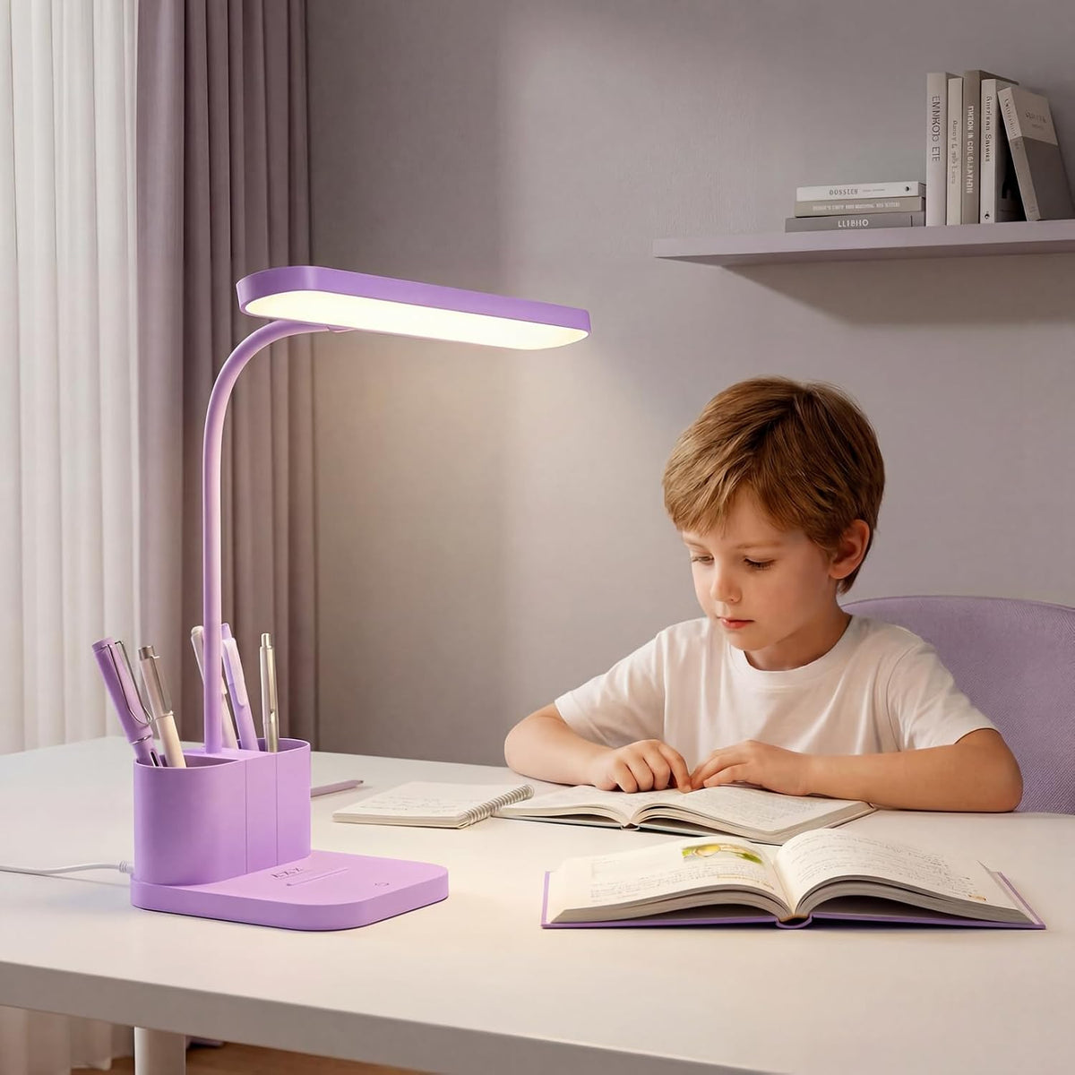 AXX Pink Desk Lamp for Teen Girls, College Dorm Room Cute Table Light