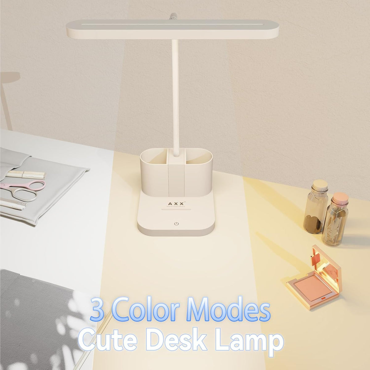 AXX Pink Desk Lamp for Teen Girls, College Dorm Room Cute Table Light