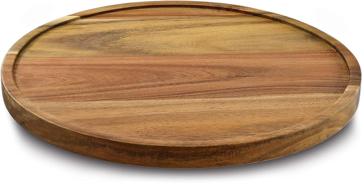 10" Acacia Wood Lazy Susan Organizer Kitchen Turntable for Cabinet Pantry Table Organization
