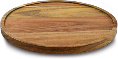 10" Acacia Wood Lazy Susan Organizer Kitchen Turntable for Cabinet Pantry Table Organization
