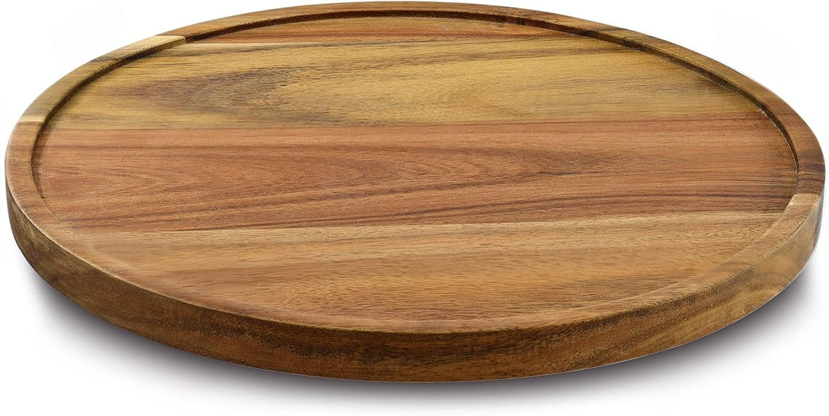 10" Acacia Wood Lazy Susan Organizer Kitchen Turntable for Cabinet Pantry Table Organization
