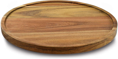 10" Acacia Wood Lazy Susan Organizer Kitchen Turntable for Cabinet Pantry Table Organization