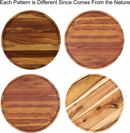 10" Acacia Wood Lazy Susan Organizer Kitchen Turntable for Cabinet Pantry Table Organization