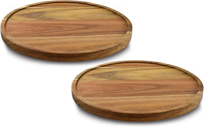 10" Acacia Wood Lazy Susan Organizer Kitchen Turntable for Cabinet Pantry Table Organization