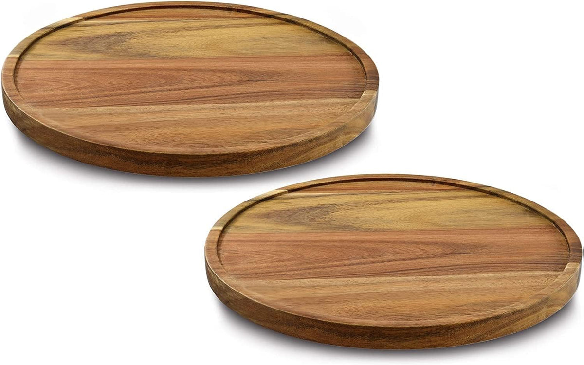 10" Acacia Wood Lazy Susan Organizer Kitchen Turntable for Cabinet Pantry Table Organization