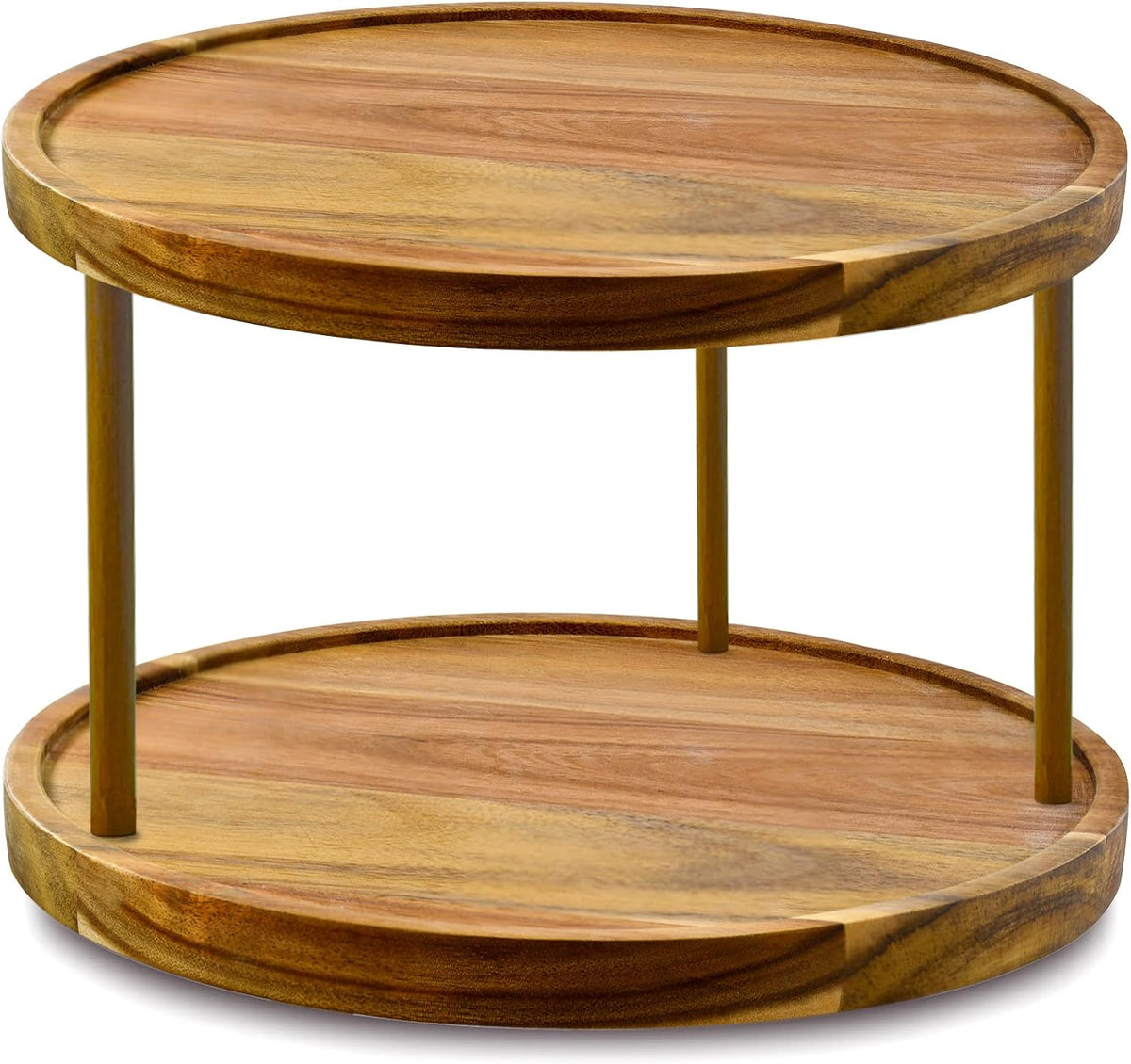 10" Acacia Wood Lazy Susan Organizer Kitchen Turntable for Cabinet Pantry Table Organization