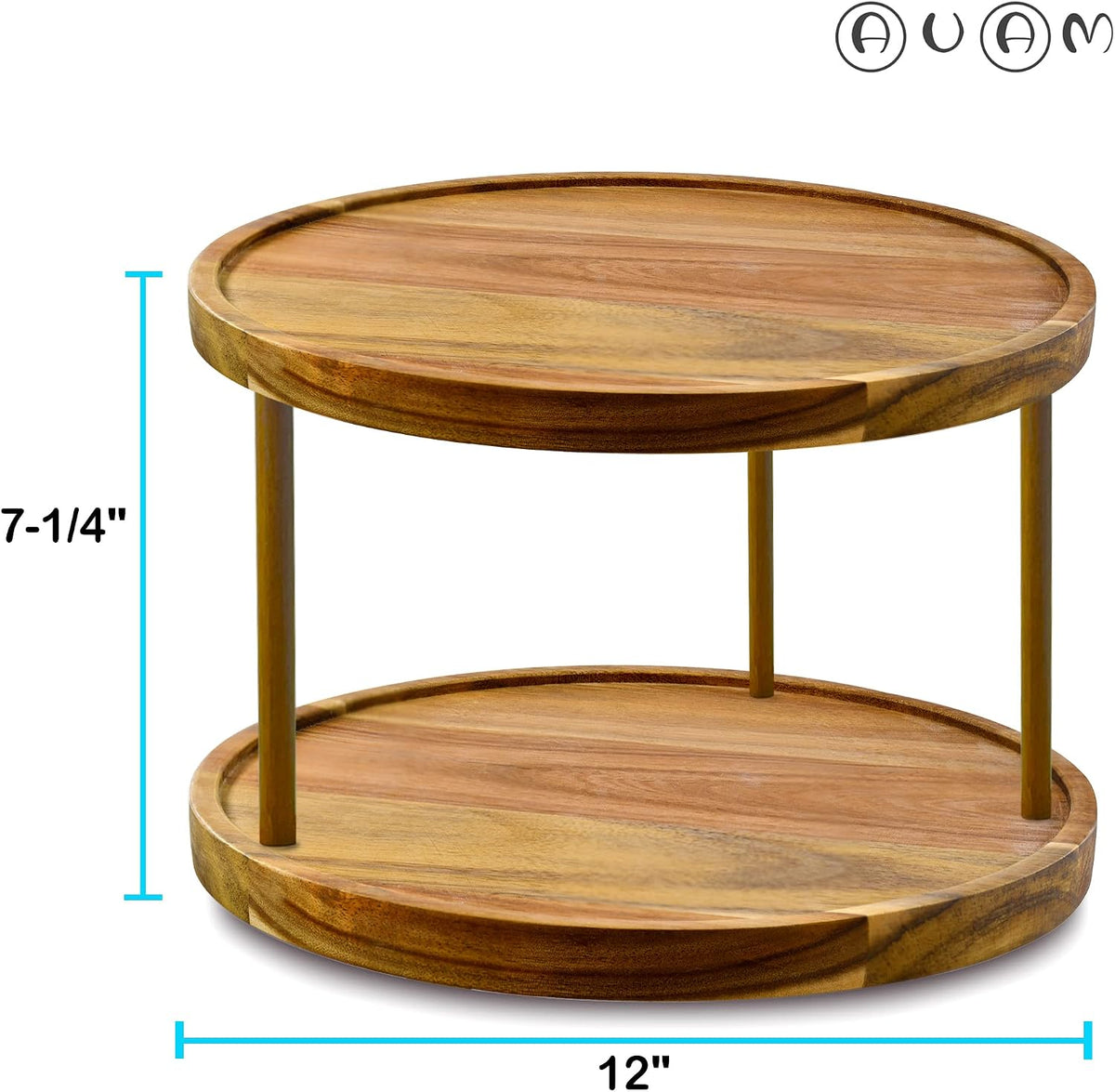 10" Acacia Wood Lazy Susan Organizer Kitchen Turntable for Cabinet Pantry Table Organization