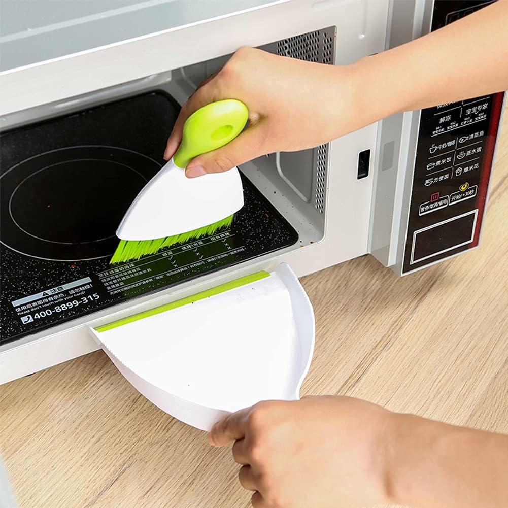 Dust pan Broom Brush Dustpan - Small Broom and Dustpan Set, Mini Broom and Dustpan, Small Dustpans and Brush Set for Home Cleaning, Sofa,Desk,Guinea Pig Cage,Cat Litter, etc. (Green