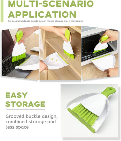 Dust pan Broom Brush Dustpan - Small Broom and Dustpan Set, Mini Broom and Dustpan, Small Dustpans and Brush Set for Home Cleaning, Sofa,Desk,Guinea Pig Cage,Cat Litter, etc. (Green