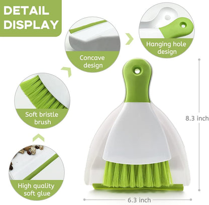 Dust pan Broom Brush Dustpan - Small Broom and Dustpan Set, Mini Broom and Dustpan, Small Dustpans and Brush Set for Home Cleaning, Sofa,Desk,Guinea Pig Cage,Cat Litter, etc. (Green
