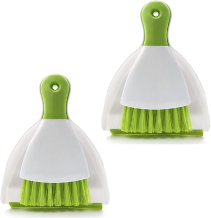 Dust pan Broom Brush Dustpan - Small Broom and Dustpan Set, Mini Broom and Dustpan, Small Dustpans and Brush Set for Home Cleaning, Sofa,Desk,Guinea Pig Cage,Cat Litter, etc. (Green