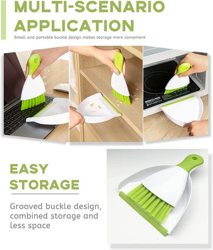 Dust pan Broom Brush Dustpan - Small Broom and Dustpan Set, Mini Broom and Dustpan, Small Dustpans and Brush Set for Home Cleaning, Sofa,Desk,Guinea Pig Cage,Cat Litter, etc. (Green