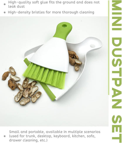 Dust pan Broom Brush Dustpan - Small Broom and Dustpan Set, Mini Broom and Dustpan, Small Dustpans and Brush Set for Home Cleaning, Sofa,Desk,Guinea Pig Cage,Cat Litter, etc. (Green