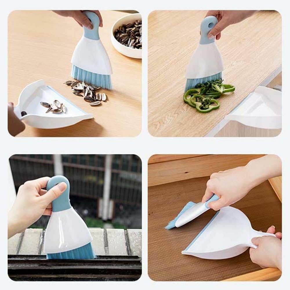 Dust pan Broom Brush Dustpan - Small Broom and Dustpan Set, Mini Broom and Dustpan, Small Dustpans and Brush Set for Home Cleaning, Sofa,Desk,Guinea Pig Cage,Cat Litter, etc. (Green