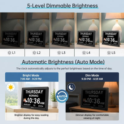 Dementia Clocks for Seniors, 7” Digital Date Clock Large Display