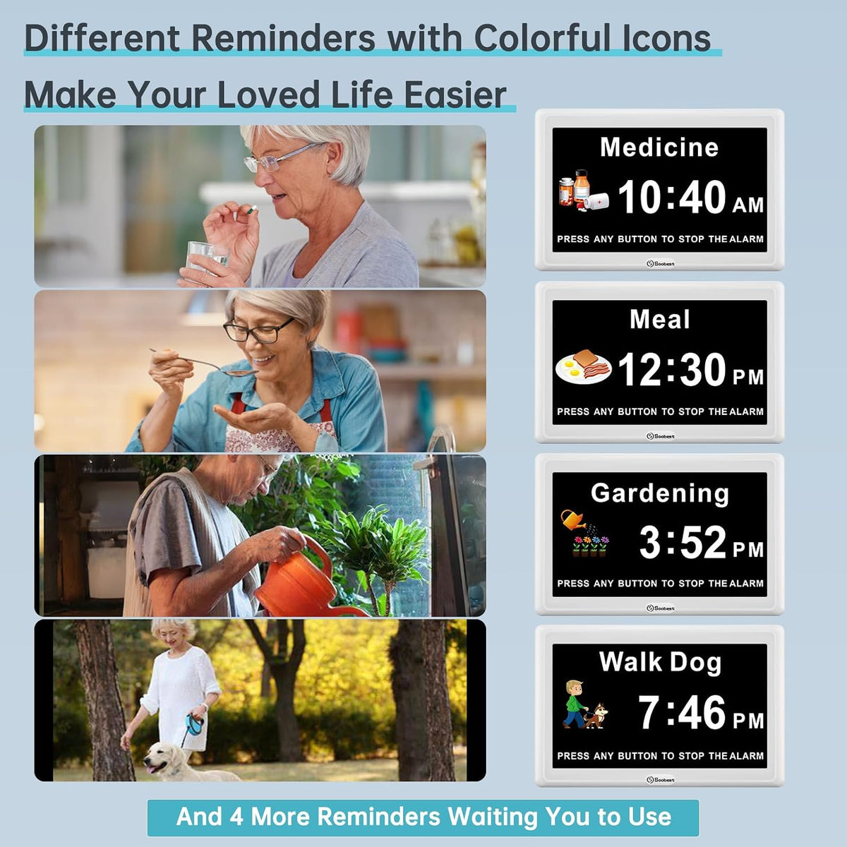 Dementia Clocks for Seniors, 7” Digital Date Clock Large Display