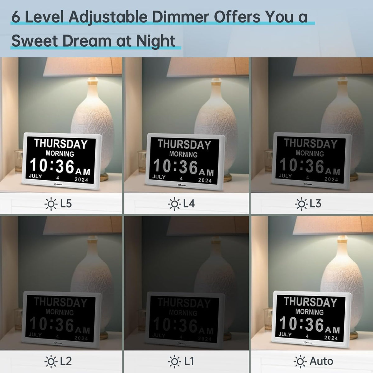 Dementia Clocks for Seniors, 7” Digital Date Clock Large Display