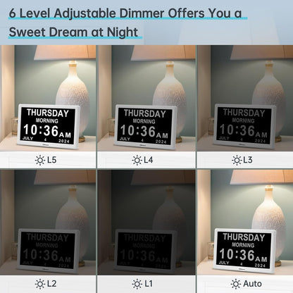 Dementia Clocks for Seniors, 7” Digital Date Clock Large Display