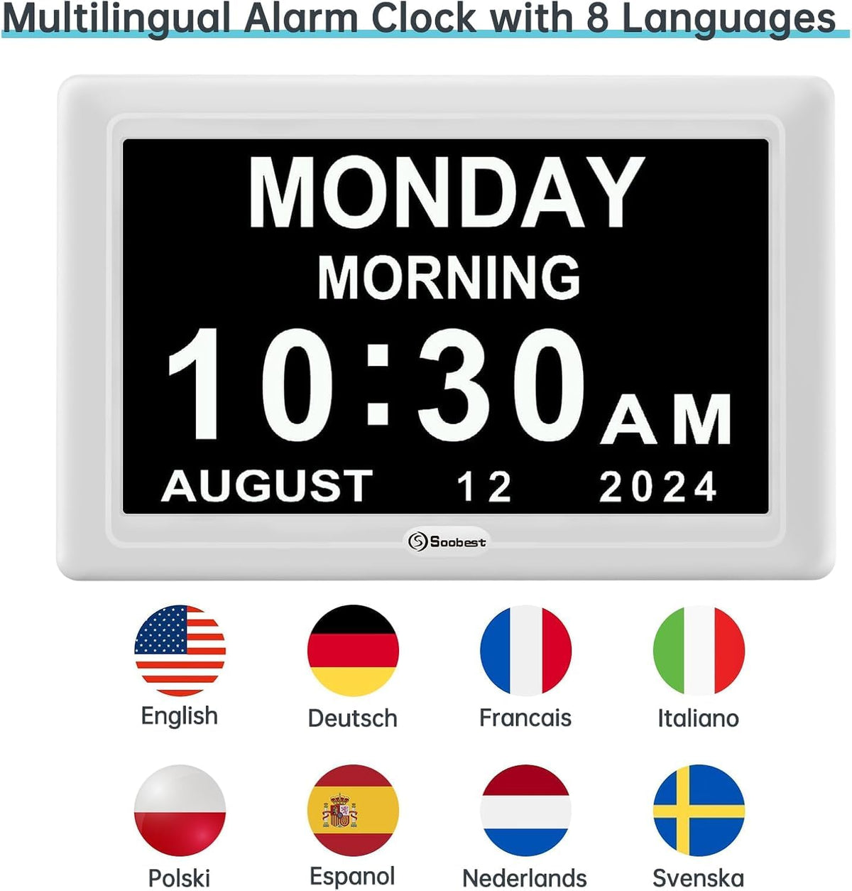 Dementia Clocks for Seniors, 7” Digital Date Clock Large Display
