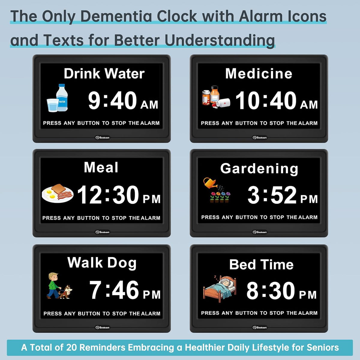 Dementia Clocks for Seniors, 7” Digital Date Clock Large Display