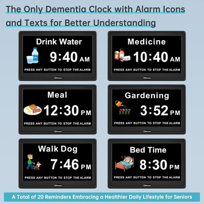Dementia Clocks for Seniors, 7” Digital Date Clock Large Display