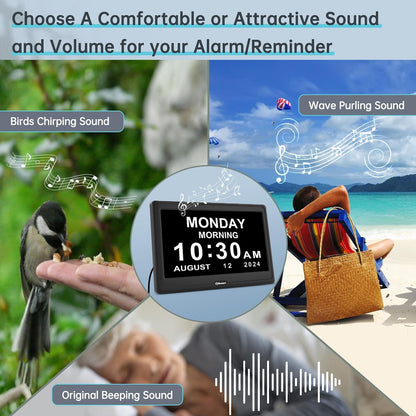 Dementia Clocks for Seniors, 7” Digital Date Clock Large Display