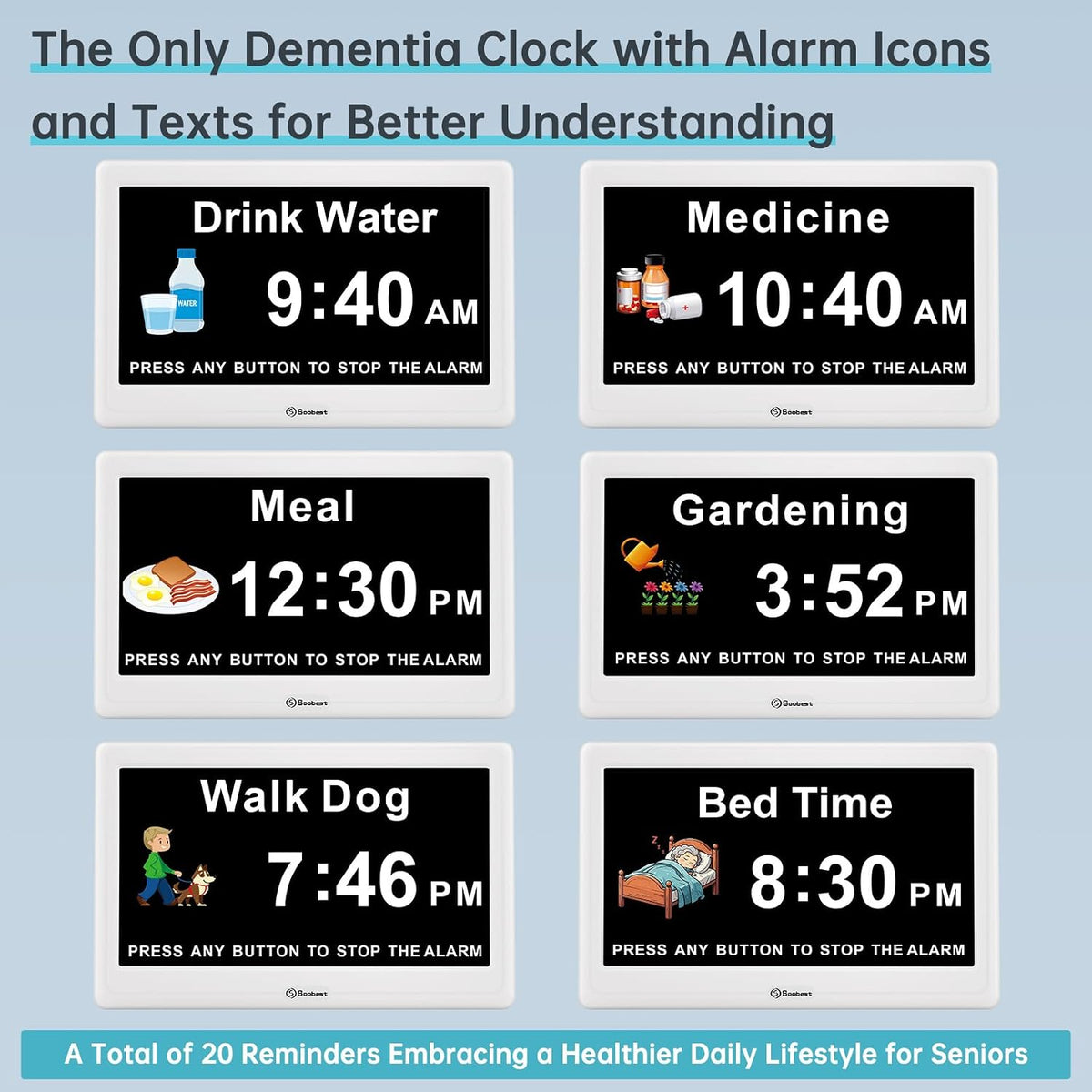 Dementia Clocks for Seniors, 7” Digital Date Clock Large Display